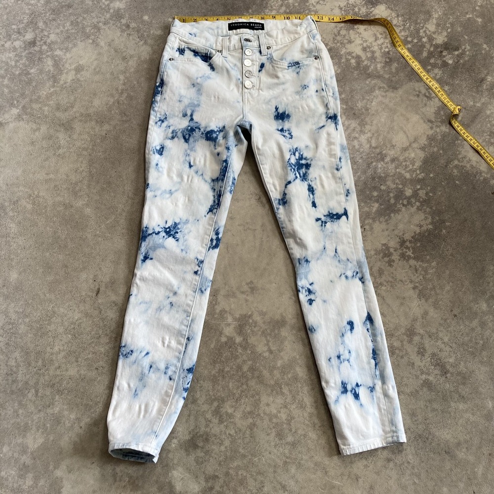 Veronica Beard Debbie Womens Size 25 Tie Dye High Rise Skinny Button Fly Jeans